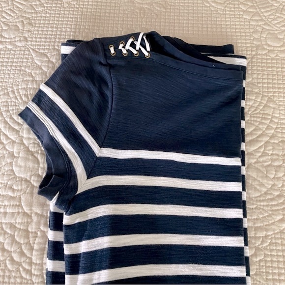 NWOT Ralph Lauren navy/white striped cotton knit dress w/belt - Picture 6 of 9